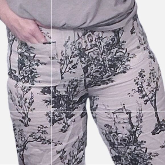 Joie White Black Printed 100% Linen High Rise Wide Leg Pants Size 8 - Picture 6 of 14